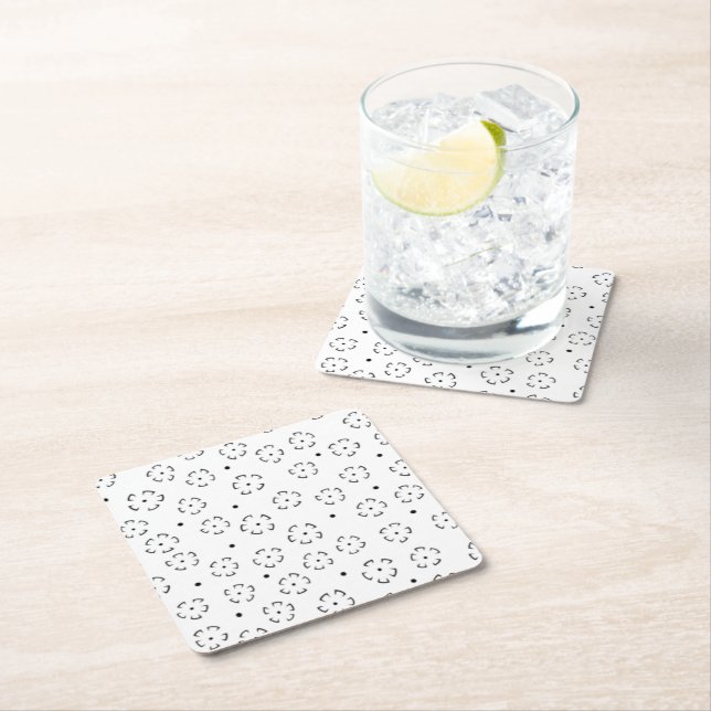 Personalised Floral Birthday Gift Folder Square Paper Coaster (Insitu)