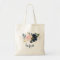 Personalised Floral Blush Navy Greenery Tote Bag