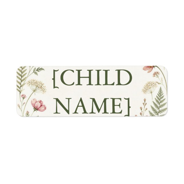 Personalised Floral Bookplate for Kids (Front)