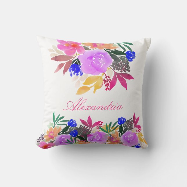 Personalised Floral Bouquet Cushion (Front)