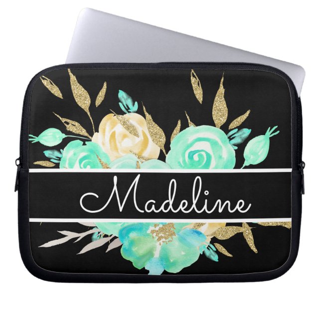 Personalised floral bouquet laptop sleeve (Front)