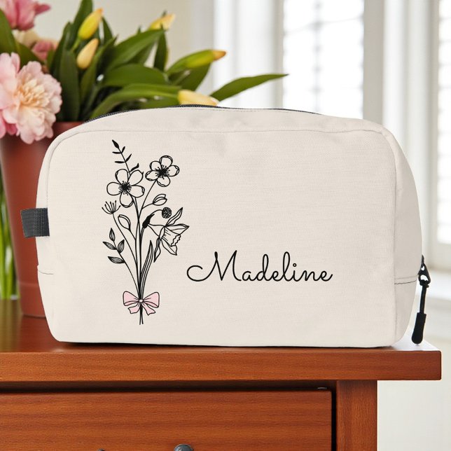 Personalised Floral Bridesmaid Beige Dopp Kit (Creator Uploaded)