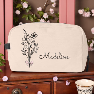 Personalised Floral Bridesmaid Light Peach Dopp Kit