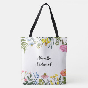Personalised Floral Bridesmaid Tote Bag