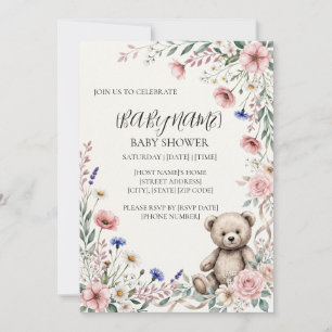 Personalised Floral Bunny Baby Shower Invitation