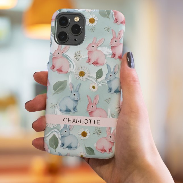 Personalised Floral Bunny iPhone Case (Personalized Floral Bunny iPhone Case)