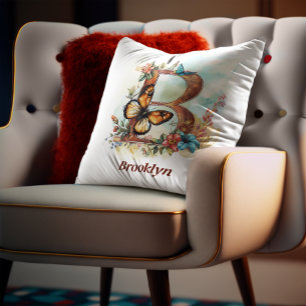 Personalised Floral Butterfly Letter B Monogram Cushion