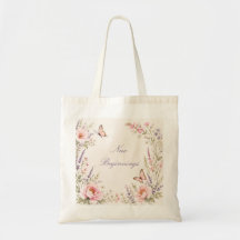 Personalised Floral Butterfly Tote Bag 