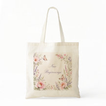 Personalised Floral Butterfly Tote Bag 