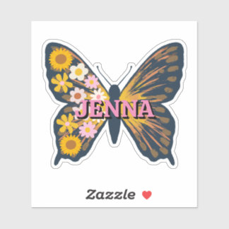 Personalised Floral Butterfly Vinyl Sticker