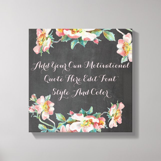 Personalised floral chalkboard canvas print (Front)