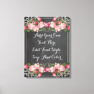 Personalised floral chalkboard quote canvas print