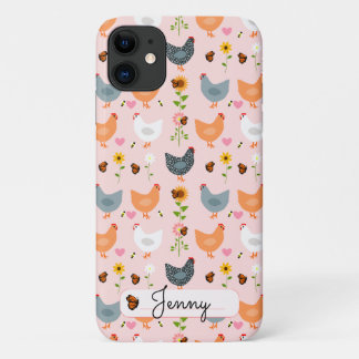 Personalised Floral Chickens iPhone 11 Case