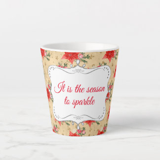 Personalised Floral Christmas Pattern Latte Mug
