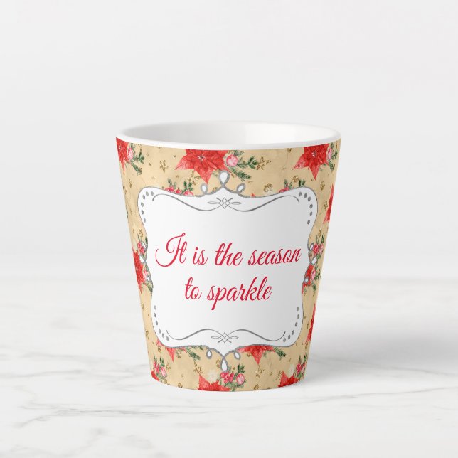 Personalised Floral Christmas Pattern Latte Mug (Front)