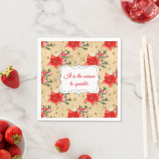 Personalised Floral Christmas Pattern Napkin