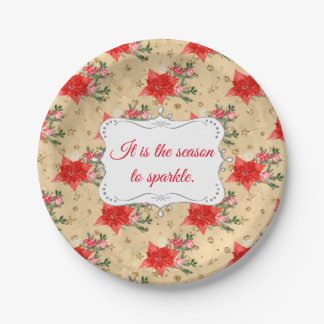 Personalised Floral Christmas Pattern Paper Plate