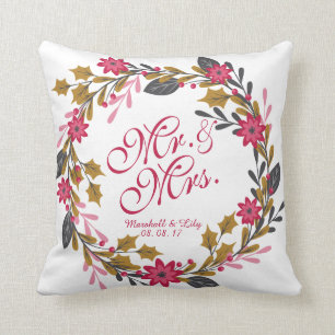 Personalised Floral Christmas Wedding Pillow