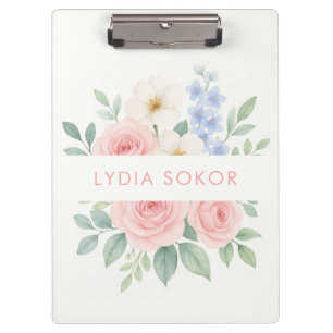 Personalised Floral Clipboard with Name