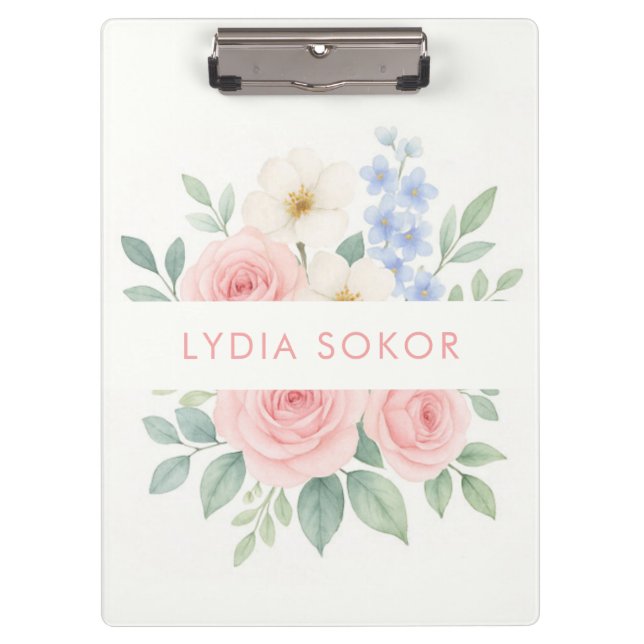 Personalised Floral Clipboard with Name (Front)