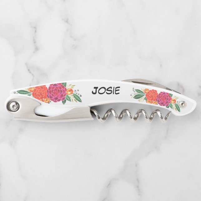 Personalised Floral Corkscrew (Front)