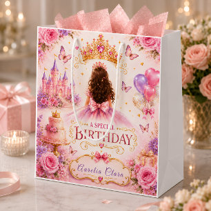 Personalised Floral Crown Birthday Medium Gift Bag