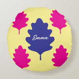 Personalised Floral Custom Name Couple Best Friend Round Cushion