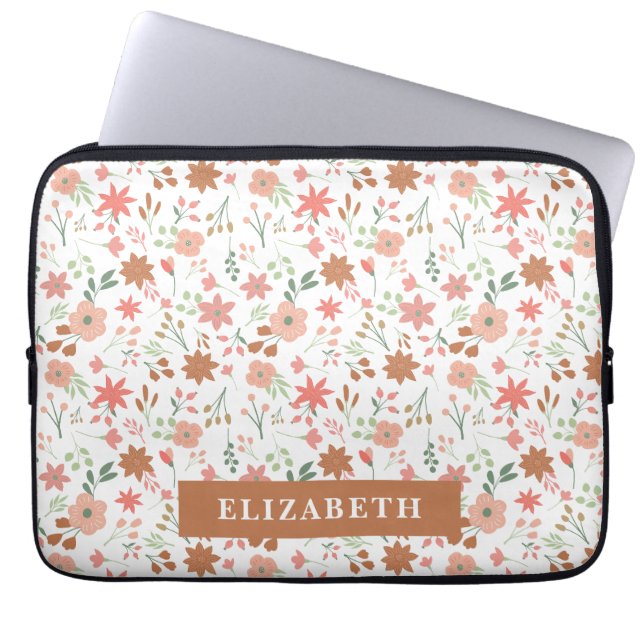 Personalised Floral Cute Spring Flower Boho Laptop Sleeve (Front)