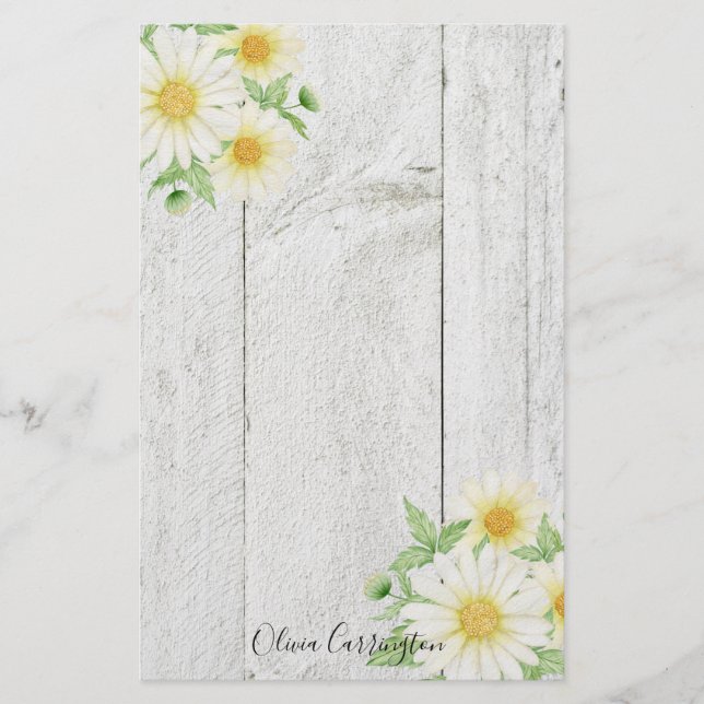 Personalised Floral Daisies Stationery (Front)