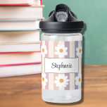 Personalised Floral Daisy Girly  Water Bottle<br><div class="desc">This cute water bottle features white daisies on a striped background in pastel colours. Easily customisable with your name. Great for Back to School or as a gift.</div>
