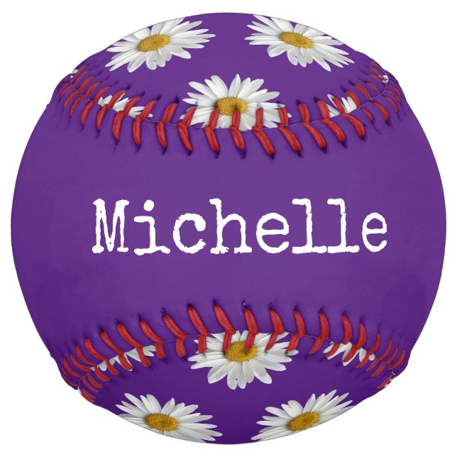 Personalised Floral Daisy Purple Softball (Front)