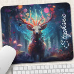Personalised Floral Deer Mouse Pad<br><div class="desc">Bring a touch of enchantment to your workspace with this personalised mouse pad featuring a graceful deer adorned with vibrant floral antlers. The whimsical design and soft pastel colours create a calming and inspiring atmosphere. Make it uniquely yours by adding your name or a special message. The smooth surface ensures...</div>