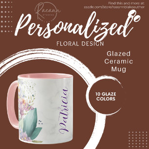 Personalised Floral Design Ceramic Mug
