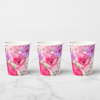 Personalised Floral Design Paper Cups