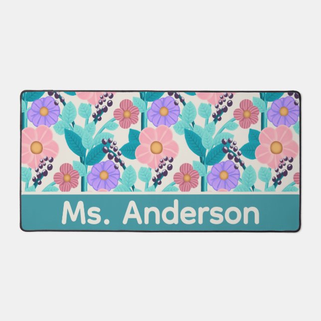 Personalised Floral Desk Mat (Front)