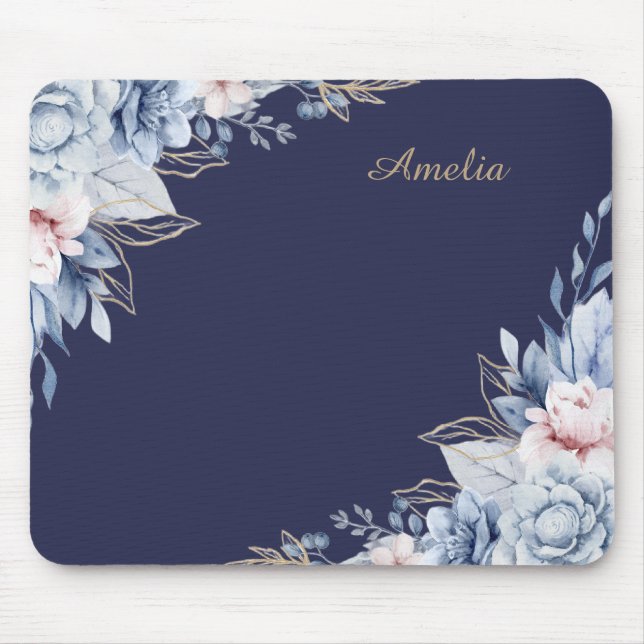 Personalised Floral desk Mouse Pad (Front)