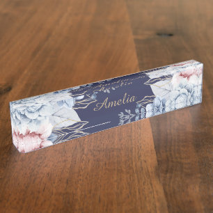Personalised Floral desk Nameplate