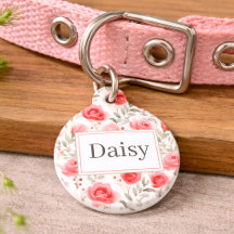 Personalised Floral Dog Tag with Name