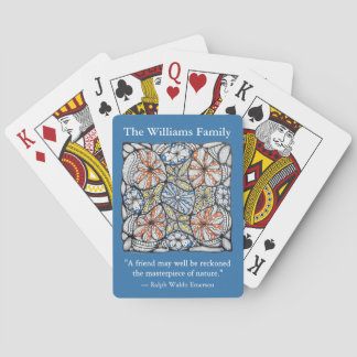 Personalised Floral Doodle Playing Cards w Quote