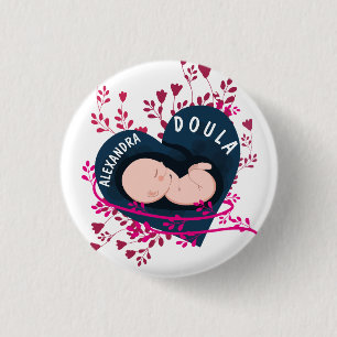 Personalised Floral Doula 3 Cm Round Badge