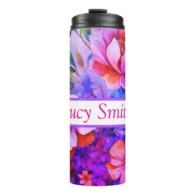 Personalised floral drink tumbler (Front)