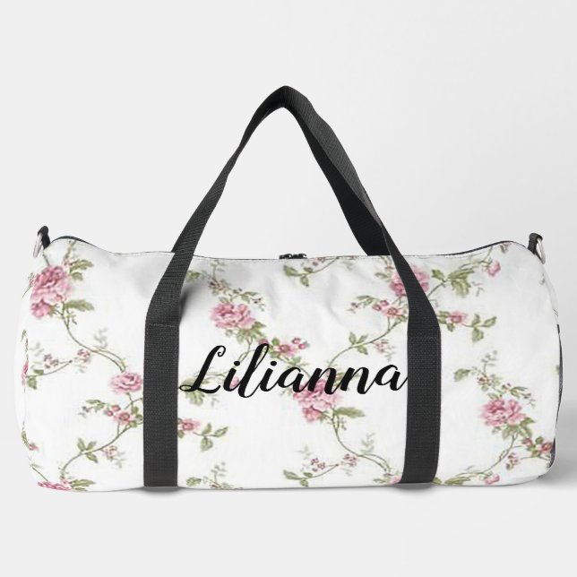 Personalised Floral  Duffle Bag (Front)