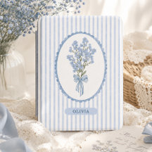 Personalised floral dusty blue stripes cottagecore