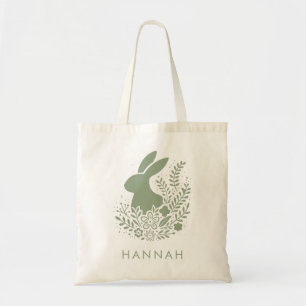 Personalised Floral Easter Bunny Tote Bag