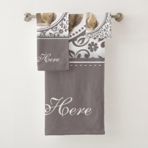 Personalised Floral Easter Rabbit design Bath Towel Set