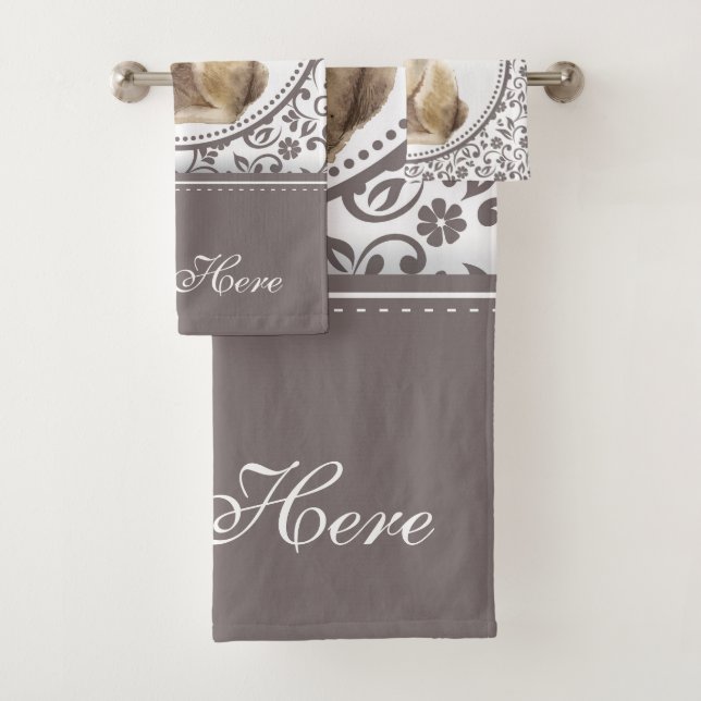 Personalised Floral Easter Rabbit design Bath Towel Set (Insitu)