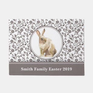 Personalised Floral Easter Rabbit design Doormat