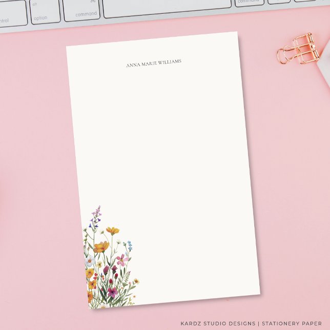 Personalised Floral Elegant Stationery (The image shows stationery paper in 5.5 x 8.5 inches. Add your name before checkout.)