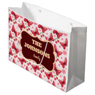 Personalised Floral Family name design Large Gift Bag