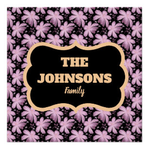 Personalised Floral Family name design Poster